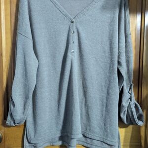 NWOT Tan V-Neck Buttoned Sweater